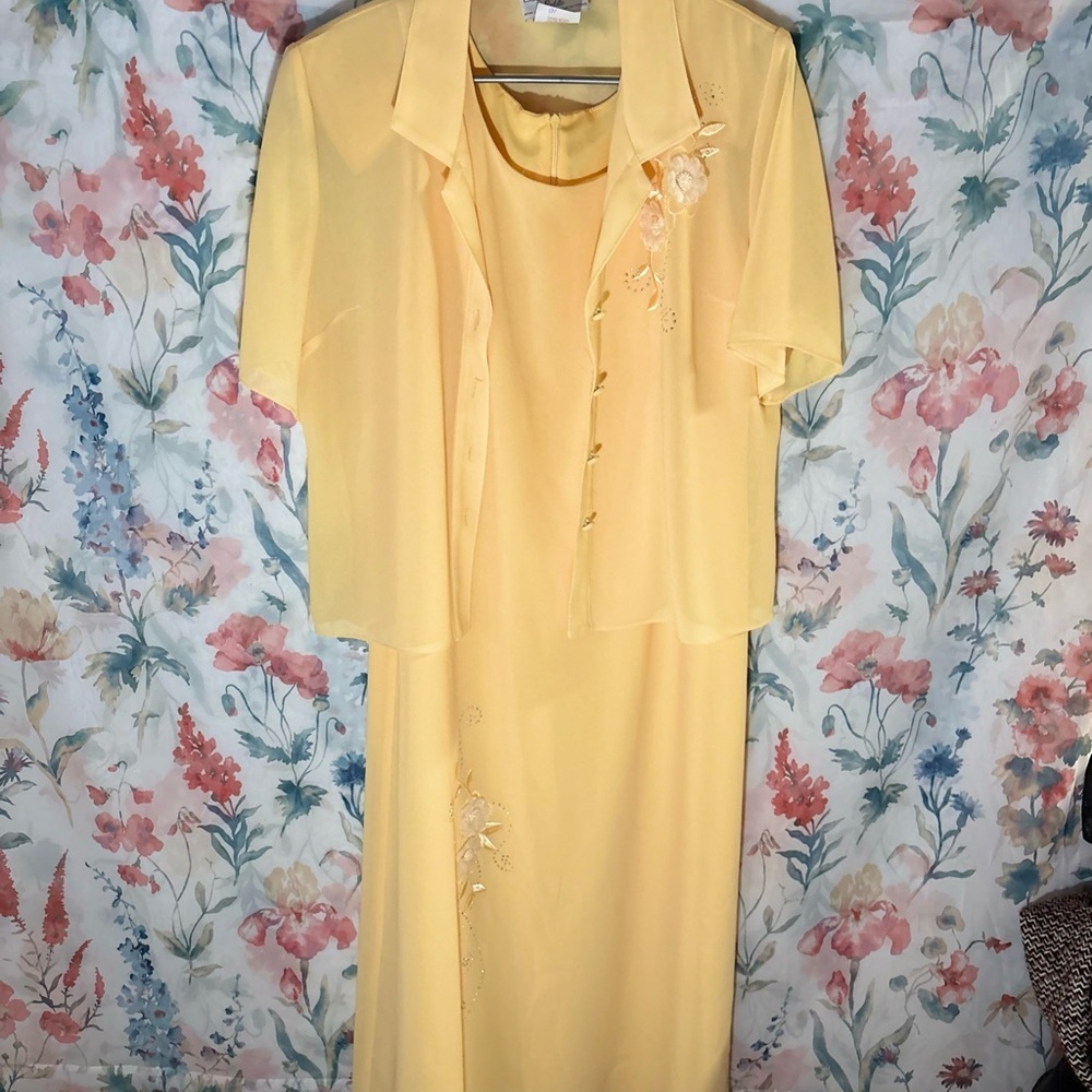 Vintage Elegant Yellow Dress with Jacket